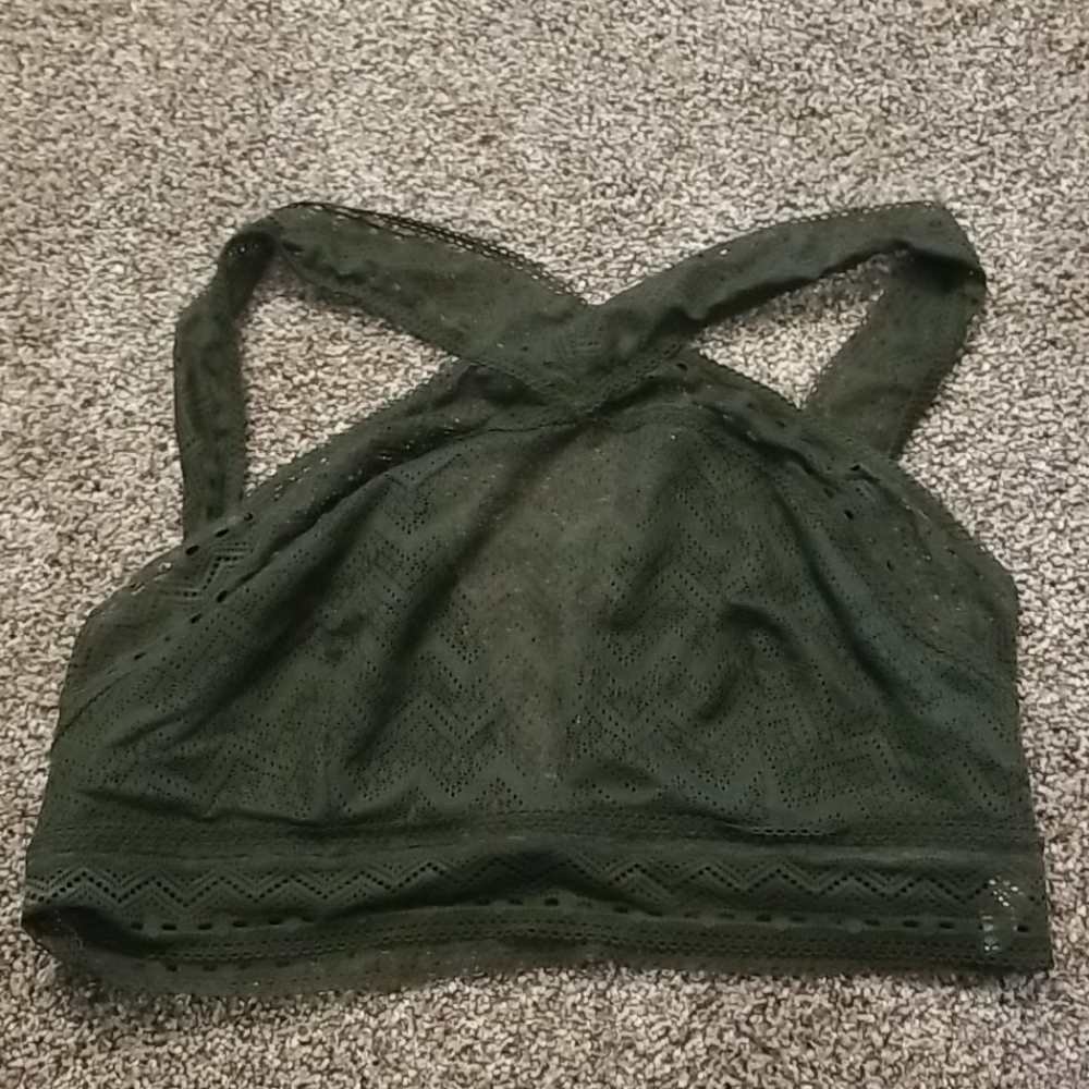 Unique green y-neck bralette